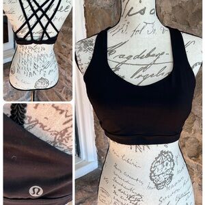 Size 10 lululemon Black Free To Be Stappy Back Sports Bra